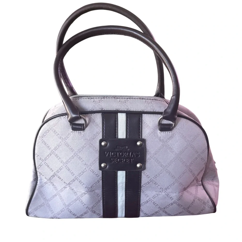 Victorias Secret Logo Monogram light pinkish grey Brown Y2K Dome Bag 13x8x4